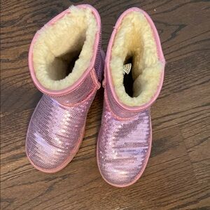 Pink Sequin Boots with Faux Fur Lining